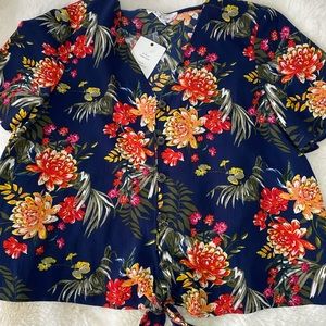 Navy Floral Top